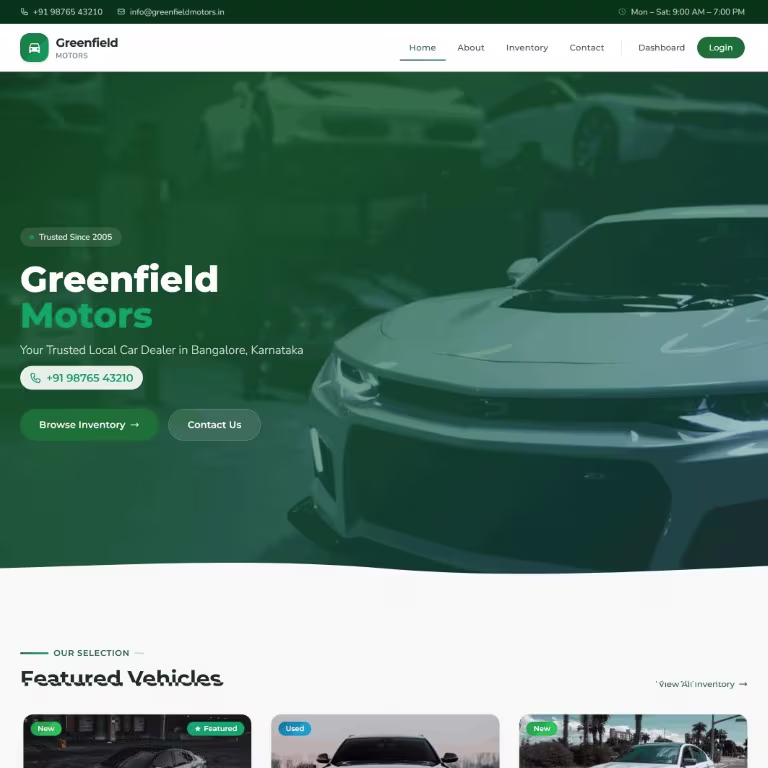 Forest Green — Nature & Trust used car dealer website theme by SPARQsites