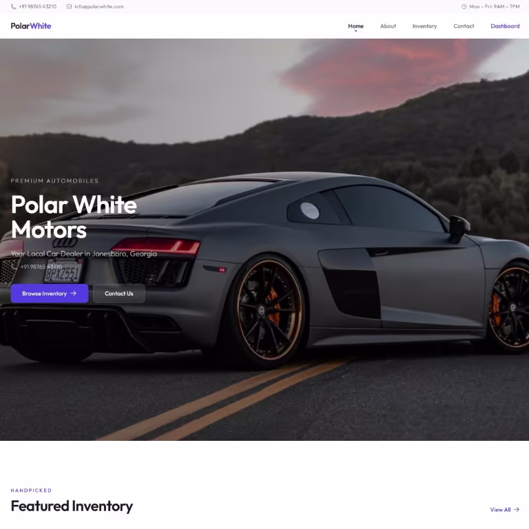 Polar White — Clean Minimalist used car dealer website theme by SPARQsites